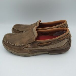 Twisted X Womens Driving Mocs Brown Leather Slip On Loafers WDMS005 Size 6.5 M